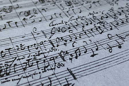 Bachs Autograph der Kantate BWV 163 "Nur jedem das seine", Schlusschoral bezeichnet mit "Chorale in semplice stylo"