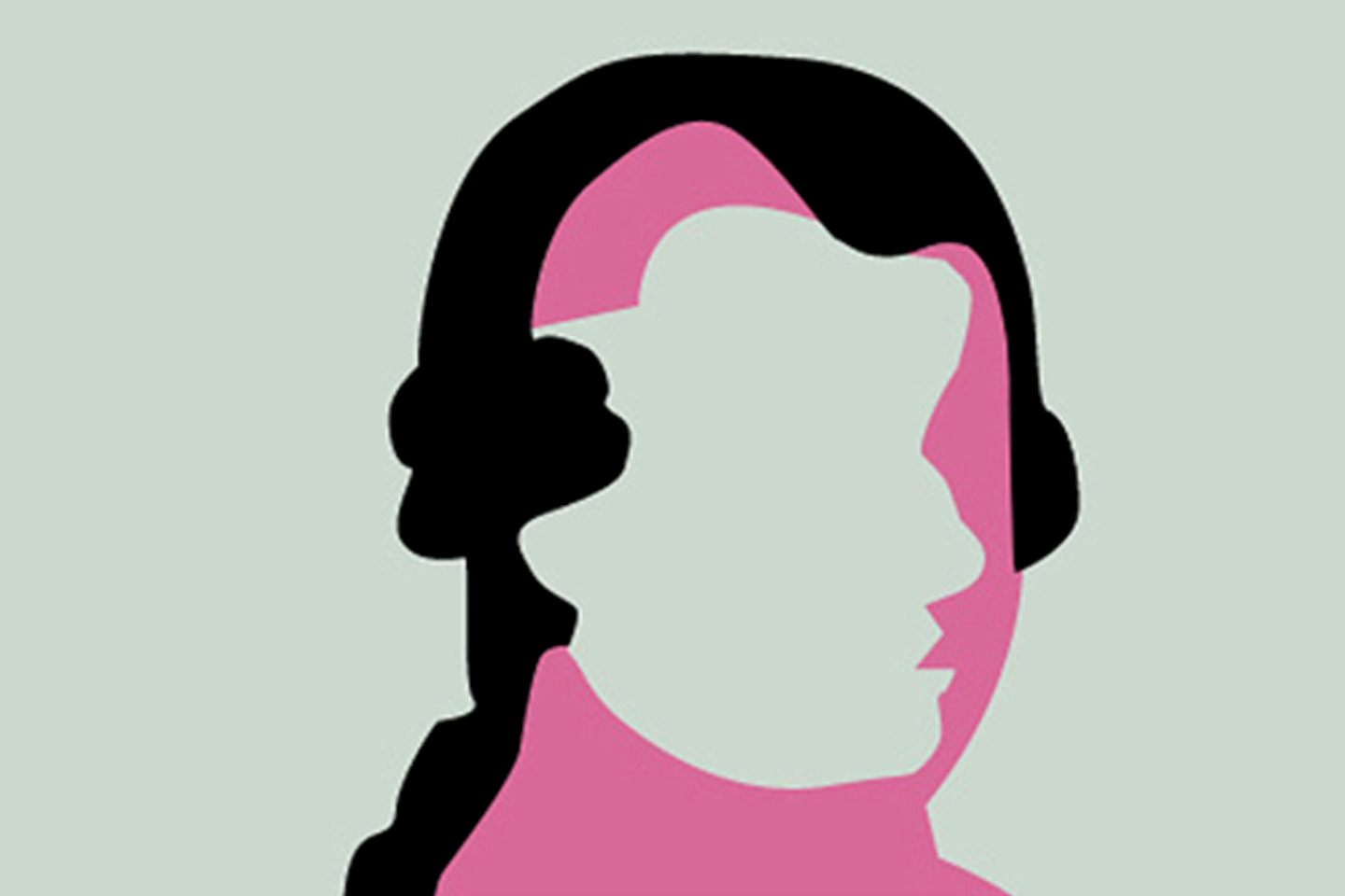 Mozart-Kopf mit farbigen Schatten